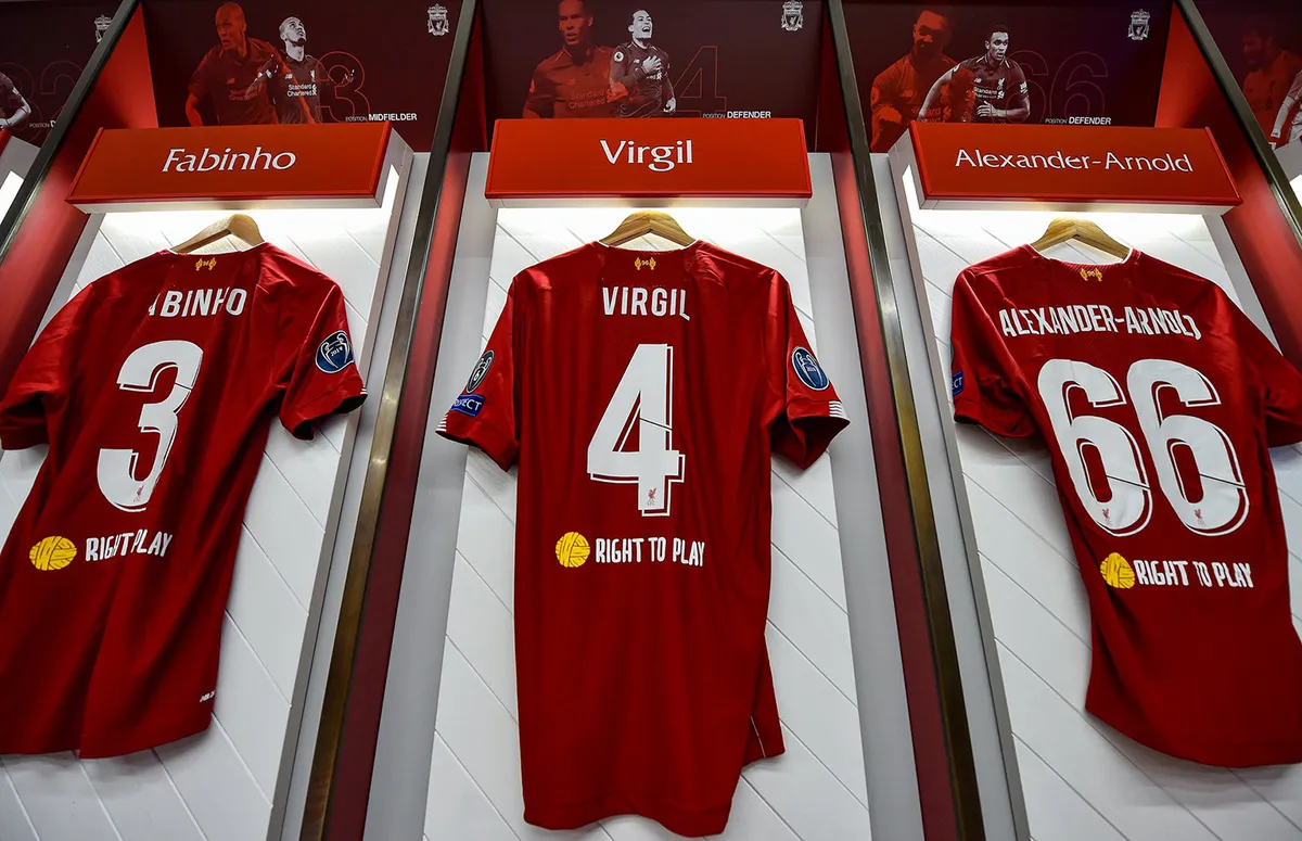 Logo Right To Play op Liverpool champions league shirts - Right To
